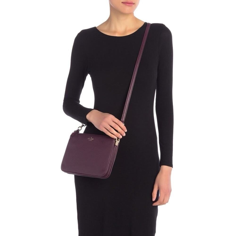 Kate Spade Larchmont Avenue Madelyne Crossbody Bag Burgundy Pebbled Leather